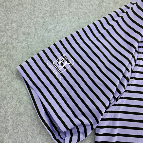 FootJoy FJ‎ Performance Golf Polo Shirt Men XL Striped Purple Black Short Sleeve - Picture 9 of 13